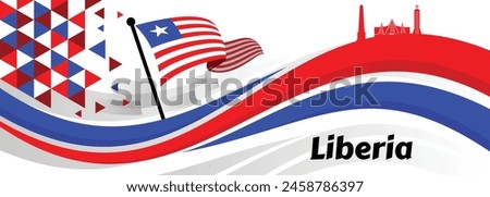 Happy Liberia Independence Day Vector Illustration with Waving flag in National Holiday on July 26