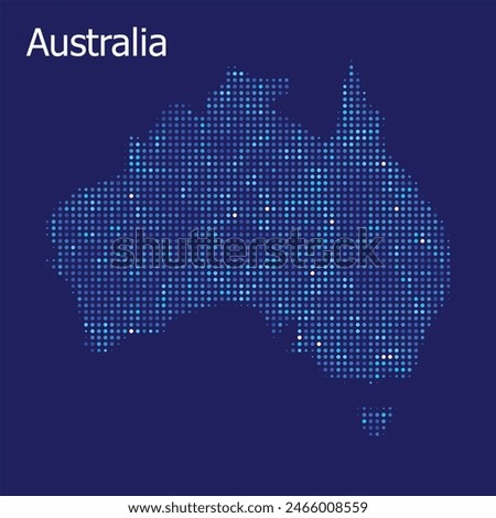 australia dotted map with blue bg	