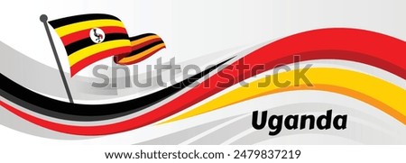 Uganda Independence Day flag ribbon two fold landscape background