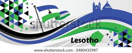 Lesotho Independence Day Flag Banner, can be used for business designs, presentation designs or any suitable designs.

