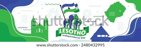 Lesotho Independence Day Flag Banner, can be used for business designs, presentation designs or any suitable designs.

