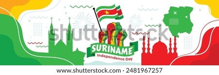 Suriname Wavy Flag Independence Day Banner Background