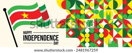 Suriname Wavy Flag Independence Day Banner Background