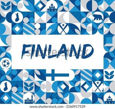 Finland National day banner with flag. Modern banner for various purposes such as national holiday greeting cards, sports and music event posters, web headers. Horizontal design
