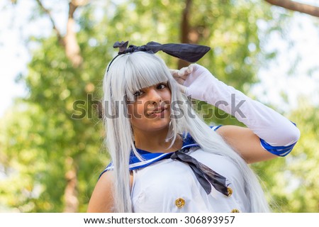 istanbul, Turkey, August 16, 2015: Kantai Collection Shimakaze Cosplay from Anime Cosplay Meeting at Central City Park
