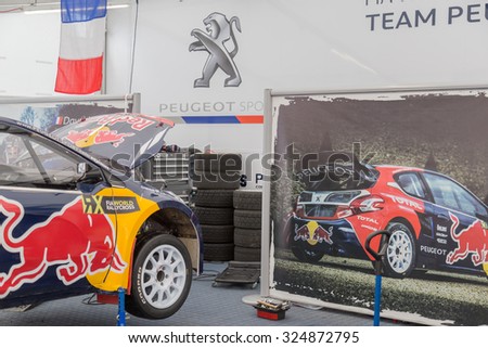 Istanbul, Turkey -  October 03, 2015: Side view of Peugeot from Rx World Rally Cross Series at Intercity Istanbul Park