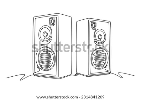 one continuous line drawing of Sound speaker. Music loudspeaker, sub woofer acoustic stereo musical equipment. Music Elements