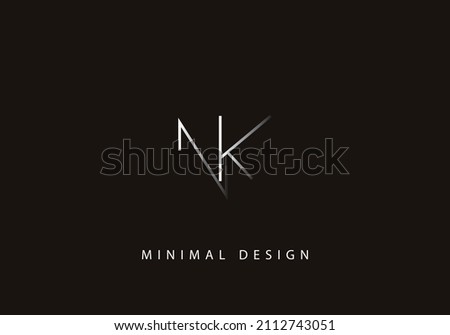 Alphabet letter NK logo design line art