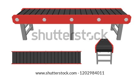 Empty conveyor belt. Isolated on white background. 3d Vector illustration. Different viewes. ストックフォト © 