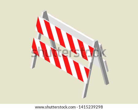 Traffic barrier. 3d Vector illustration. Isometric projection.