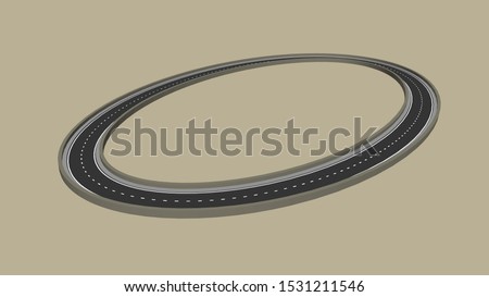 Road in form of oval. 3d Vector illustration.