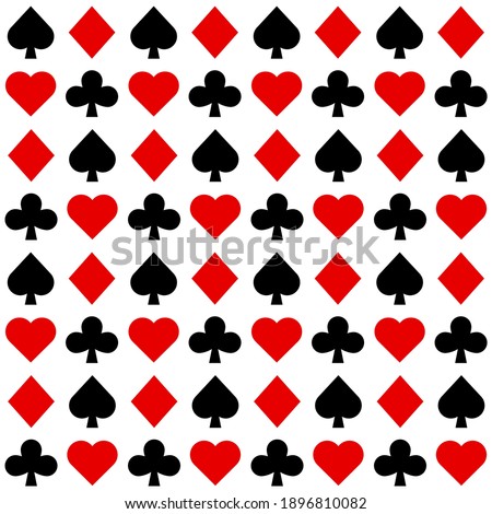 Seamless pattern with Playing card suits. Hearts, Spades, Diamonds, Clubs. Endless background. Vector illustration. 商業照片 © 