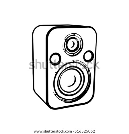 Audio speaker.Isolated on white background.Vector outline illustration.