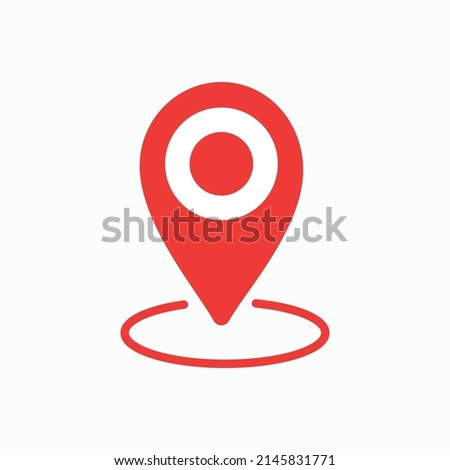 Red map pointer with dot in the middle isolated on white background, three-dimensional rendering, 3D illustration
