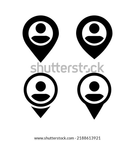 Location icon. Pointer symbol. Pin sign Isolated on white. Man location Navigation map simbol in flat style Simple place icon in black Vector illustration for graphic design, logo, Web, UI, mobile app
