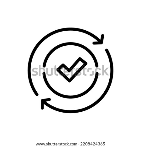 Round convenient icon like easy pay or update. concept of replace or swap symbol and quality control. linear trend modern synchronize logotype graphic stroke art design web element isolated on white