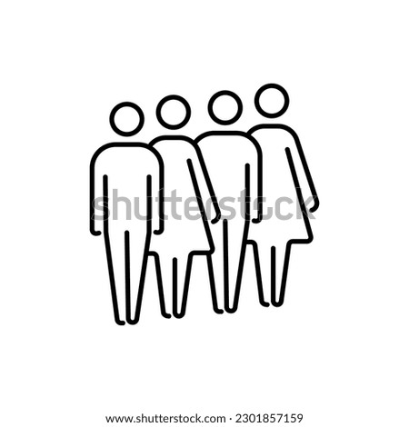 People queue line icon, outline vector sign, linear style pictogram isolated on white. Symbol, logo illustration. Editable stroke. Pixel perfect