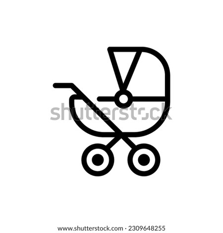 Baby carriage icon. Thin linear baby carriage outline icon isolated on white background from kid and baby collection. Line vector sign, symbol for web and mobile