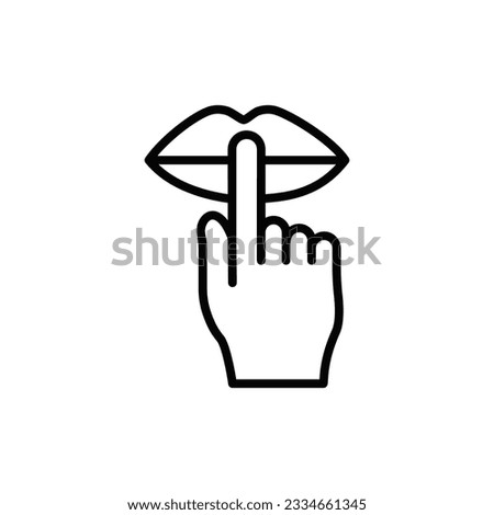 Keep silence and be quiet lips and finger silent sign, no noise vector icon