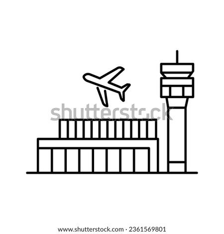 Airport line icon. Flight, terminal building, airline. Travel concept. Vector illustration can be used for topics like tourism, transportation, aviation