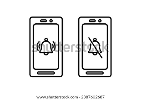 Mute illustration. Mute or ringing icon on phone screen illustration concept. Volume control. silent mode or vibrate mode phone