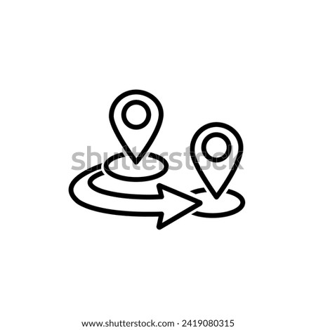 Location Pin Icons For Travel. Two Strait Location Pins Showing A Destination Moving From One Point To Another. Wireframe low poly mesh vector illustration