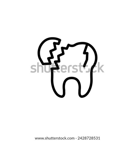 Cracked tooth line icon, stomatology and dental, broken tooth sign vector graphics, a linear pattern on a white background