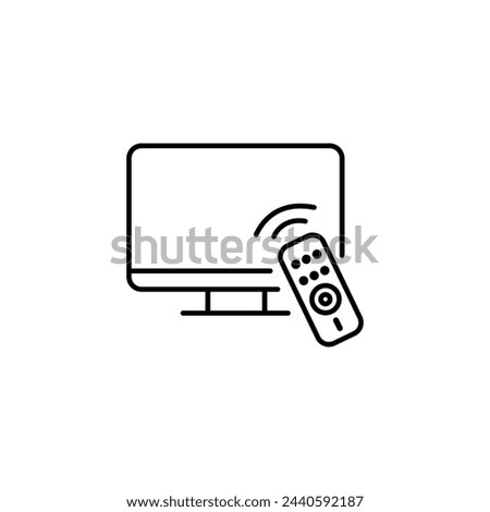 TV And Remote icon. Line style for web template and app. Television, control, channel, vector illustration design on white background.