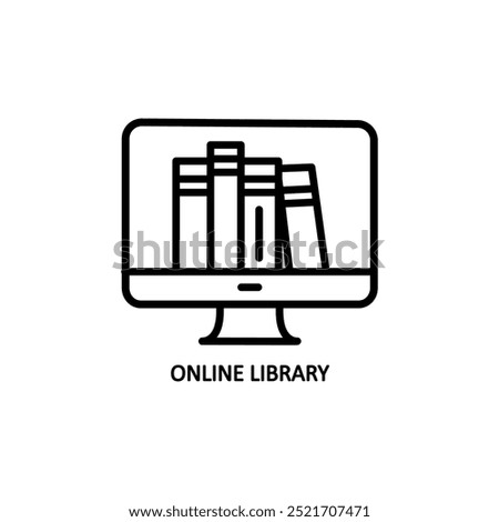 Vector Icon Style Logo of Online Library, Storage, Epub, Txt, Book, Electronic Reader, Isolated Linear Design