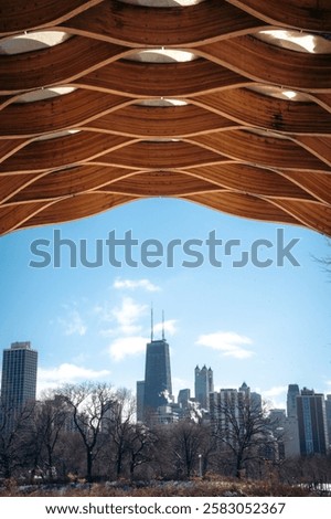 Similar – Image, Stock Photo Scenic cityscape with contemporary multistory buildings and wavy ocean