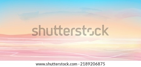 Sunrise at the Dead sea, vector watercolor abstract illustration. Minimal background in warm pastel colours suitable for booklets, web, brochures, flyers, wallpapers.