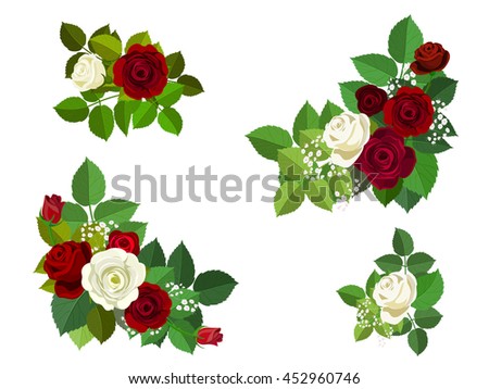 Roses And Leaves Corner Elements Maroon White For Design Greeting Card Border Roses And Leaves Corner Elements Maroon White For Design Greeting Card Border