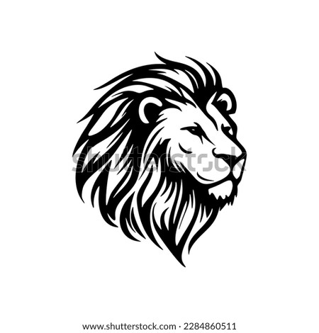 ﻿A black and white vector logo of a lion, simple in design.