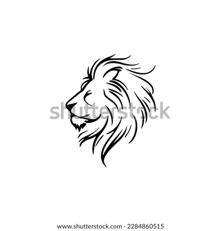 ﻿A vector logo of a lion in black and white, kept simple.