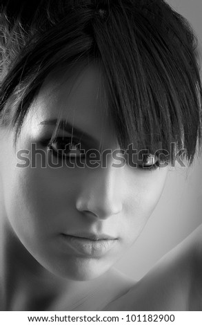 Woman silhouette portrait in Black & White