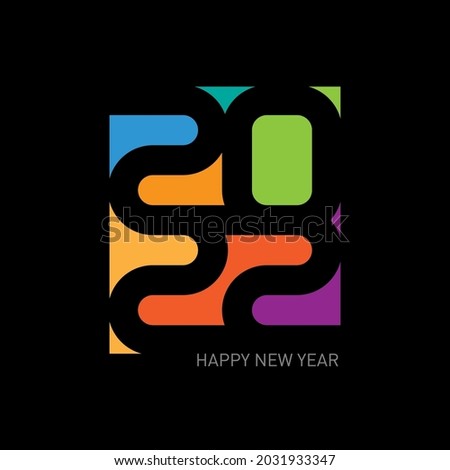2022 - inscription in the style of mosaic stained glass. Brochure or calendar cover design template. Happy new year, banner. Modern Cover of business diary for 20 22 with wishes.