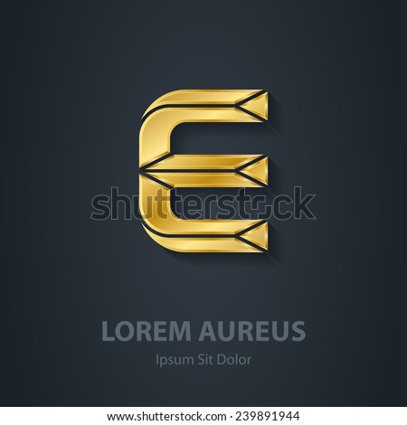 Letter E. Vector Elegant Gold Font. Template For Company Logo. Design ...