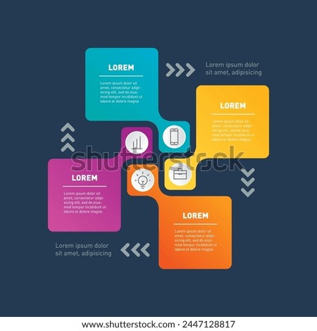 Info graphic concept with 4 steps. Template of Infographic with four parts or processes. The economic cycle.