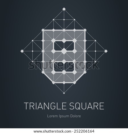 Modern stylish low poly logo with letter B. Low-poly Design element with squares, triangles and rhombus. Vector Lowpoly logotype template.