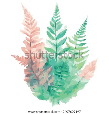 Leaf illustration modern, simple, ferns, T-shirt design in the style of Studio Ghibli, pastel notebook colors, graphics, cute and unusual, fantasy art, watercolor effect, bokeh, hand-drawn, digital
