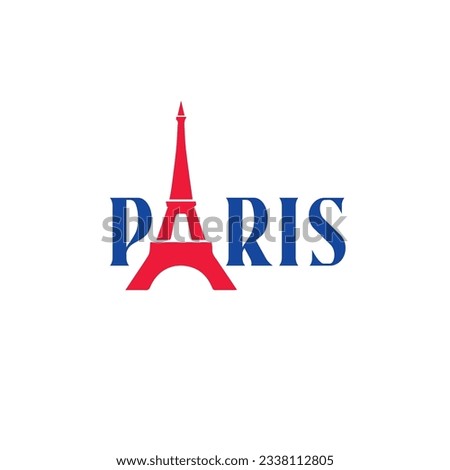 Paris logo. Paris word with eiffel tower Vector Illustration for print tee shirt, typography, background, tamplat, poster