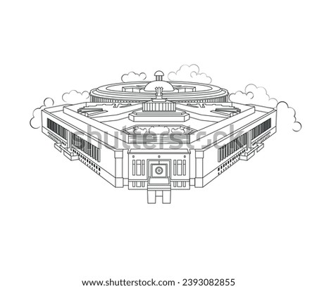 illustration vector icon of Indian Parliament and Sansad Bhavan building in Central Vista.
