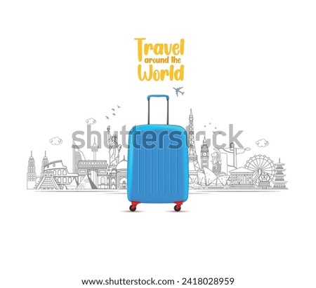 travel and tours illustrations vector background.Famous landmark around the world grouped together.tourism poster road trip holiday vacation and time to travel banner.