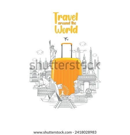 travel and tours illustrations vector background.Famous landmark around the world grouped together.tourism poster road trip holiday vacation and time to travel banner.