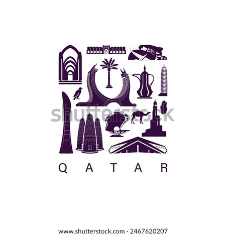 set of qatar icons royalty free vectors illustration art for Logo, T shirt, banner, card design