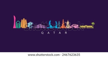 set of qatar icons royalty free vectors illustration art for Logo, T shirt, banner, card design