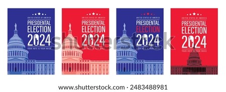 Presidential Election 2024 in United States. Vote day, November 5. US Election campaign. Make your choice Patriotic american illustration. Poster, card, banner and background 