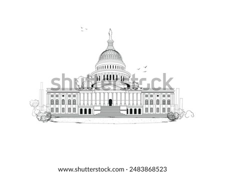 American Capital Building in Washington DC .The United States Capitol, often called the Capitol Building, is the home of the United States Congress in U.S.A