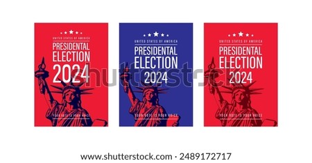 Presidential Election 2024 in United States. Vote day, November 5. US Election campaign. Make your choice Patriotic american illustration. Poster, card, banner and background 