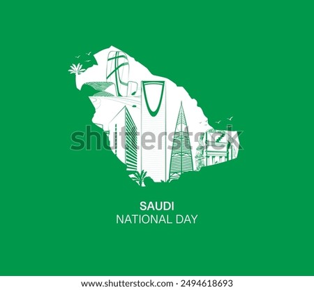 Saudi Arabia National Day Poster Illustration. Kingdom of Saudi Arabia